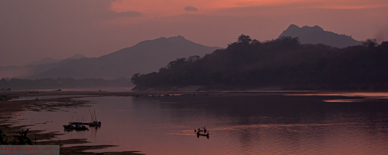 Luang Prabang - erste Eindrücke der alten Königsstadt in Laos 1 Sonnenuntergang in Luang Prabang am Mekong