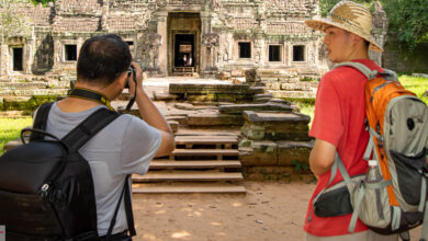 Touristen mit Rucksack